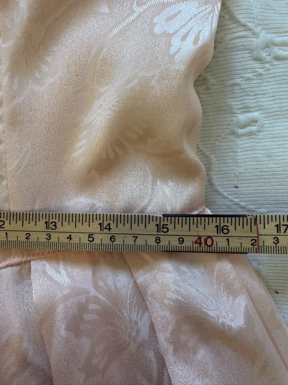 Vintage Handmade Blush Pink Floral Jacquard Coquette Midi Dress Size M - Picture 7 of 15